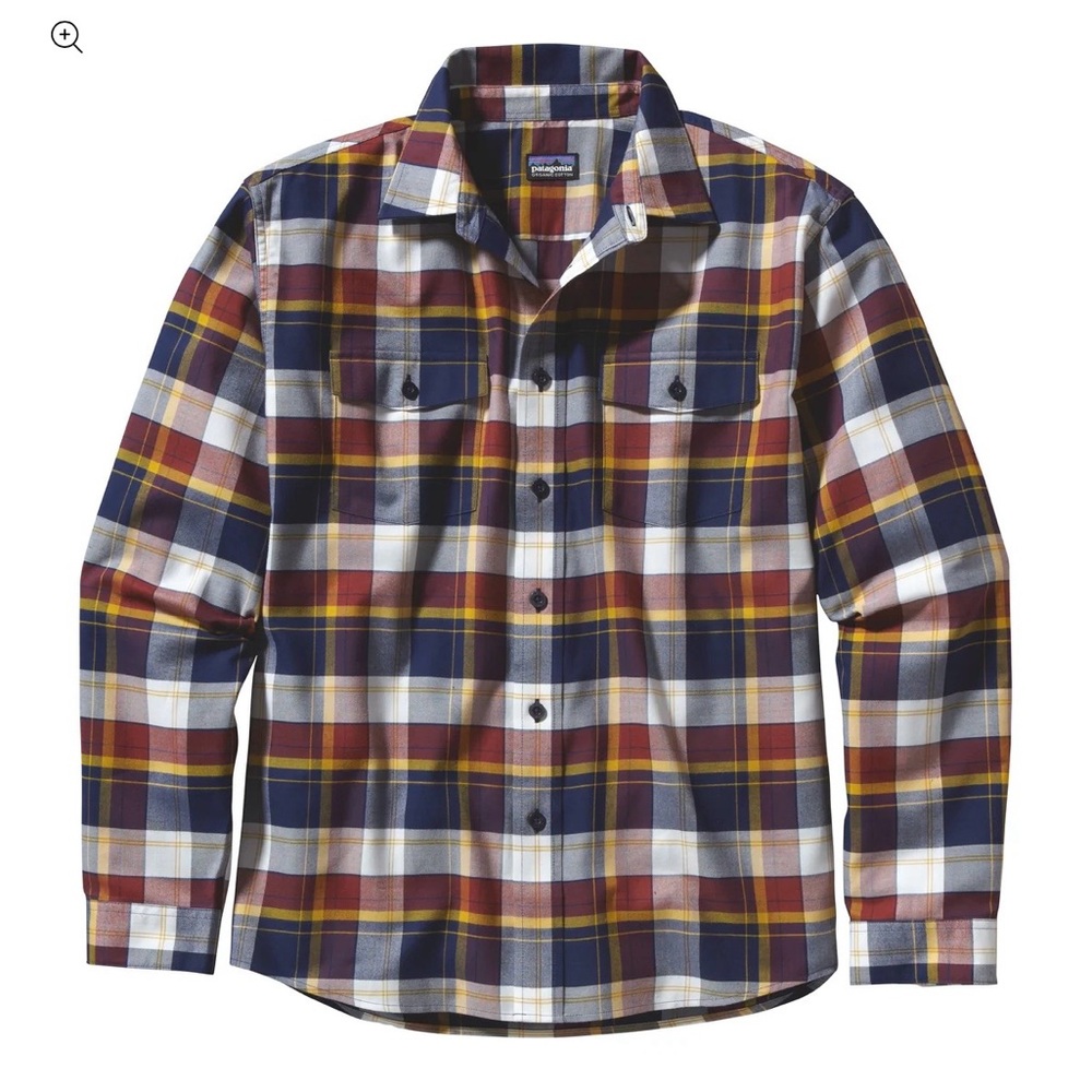 Patagonia Men's Plaid Button-Down Shirt in Navy, Maroon & White